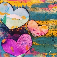 Colorful Hearts Mail Art/ ATC