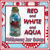 ColorCombo Whimsey Jar - Red & White & Aqua