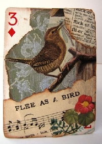 VC:  Bird & Blooms Series:  Altered Playing Card