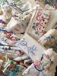 Vintage embroidered linens - quick swap