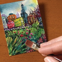 Hand painted floral  ATC