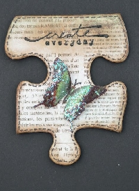Altered Puzzle Piece with Something Green