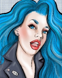 AMA: Hand-drawn ATC blue haired girl