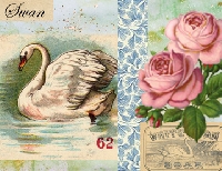 MFF:  3x5 Collaged Index Card:  Swan