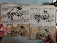 WIYM:  Book Page Pockets w/Rubber Stamping
