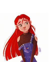 MAS: Hand-drawn ATC red haired girl