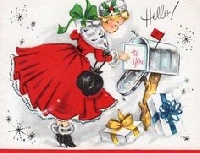Recycled Christmas Card Postcard ~ Postal