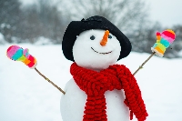 Recycled Christmas Card Postcard ~ Snowman