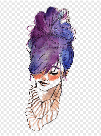 AMA: Hand-drawn ATC purple haired girl