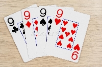 4 playing cards of Nines