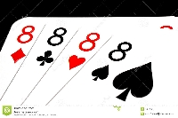 4 playing cards of Eights