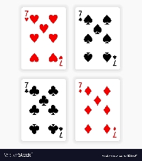 4 playing cards of Sevens