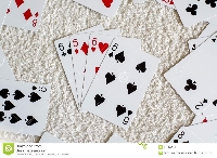 4 playing cards of Sixes