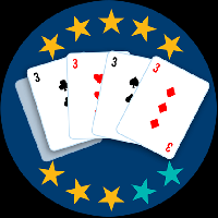 4 playing cards of threes