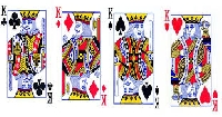 4 playing cards of kings X2 partners