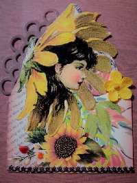 GAA: Vintage Woman and Sunflowers ATC