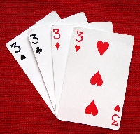 4 playing cards of Threes X2 Partners