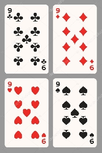 4 playing cards of Nines X2 partners #2