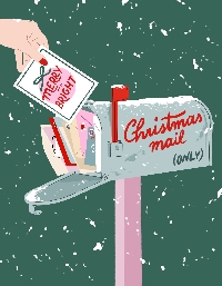 Christmas themed mailart postcard