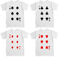 4 playing cards of Sixes X2 partners #2