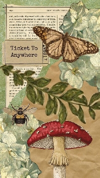 AACG: Botanical ATC with Book Page and Butterfly