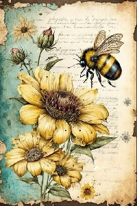 GAA: Sunflowers and Bees Gothic arch ATC