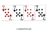 4 playing cards of Sevens X2 partners #3