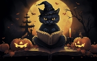 Halloween Black Cat ATC