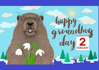 Groundhog Day handcrafted postcard