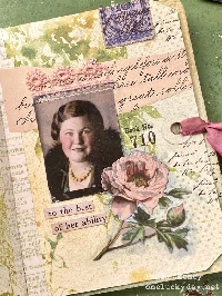 VJP: Journal Page with a Lady, Lace, and Flower