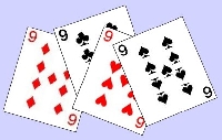 4 playing cards of Nines X2 partners #4