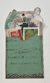 Vintage Book Page Tag Pocket with Ephemera