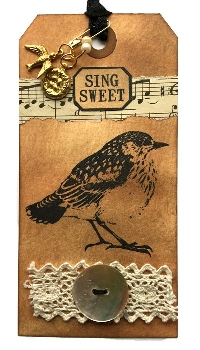 MFF:  Bird Tag w/ Rubber Stamped Element