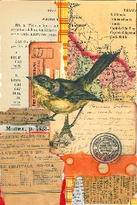 WIYM:  Index Card Art: Bird & Book Page  US