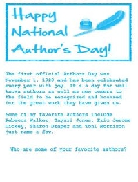 National Authors' Day - November 1