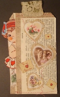 Valentine Vintage Book Page Tag Pocket 