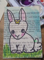 Illustrated book page atc- rabbit theme 