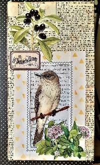 MFF:  Index Card Art #1:  Bird + Book Page