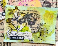 WIYM:  Index Card Art:  Green + Rubber Stamping