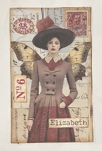 Index Card with a Winged Lady
