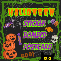 🎃 Halloween Sticker Bombed Postcards 🎃