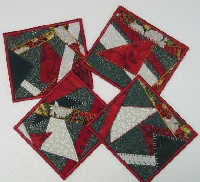 Sew a quilted pot-holder, Christmasthemed