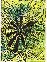 ATC Zentangle with a Splash of Color.