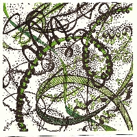 3.5 square Zentangle with a spot of color, Green