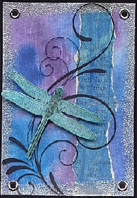 Collaged Dragonfly ATCs