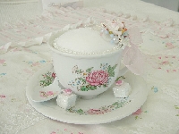 Altered Tea Cup, Sugar Bowl, or Creamer Pin Cushio