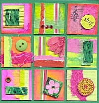 Collaged Inchies in Pink, Orange and Green