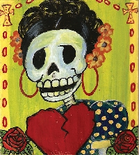 Dia de Los Muertos Postcard and Candle