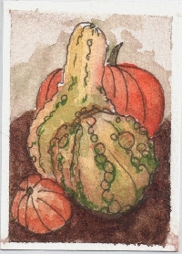 Fall Harvest Watercolor ATC, Novice