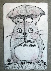 Hand-drawn Totoro ATC #2